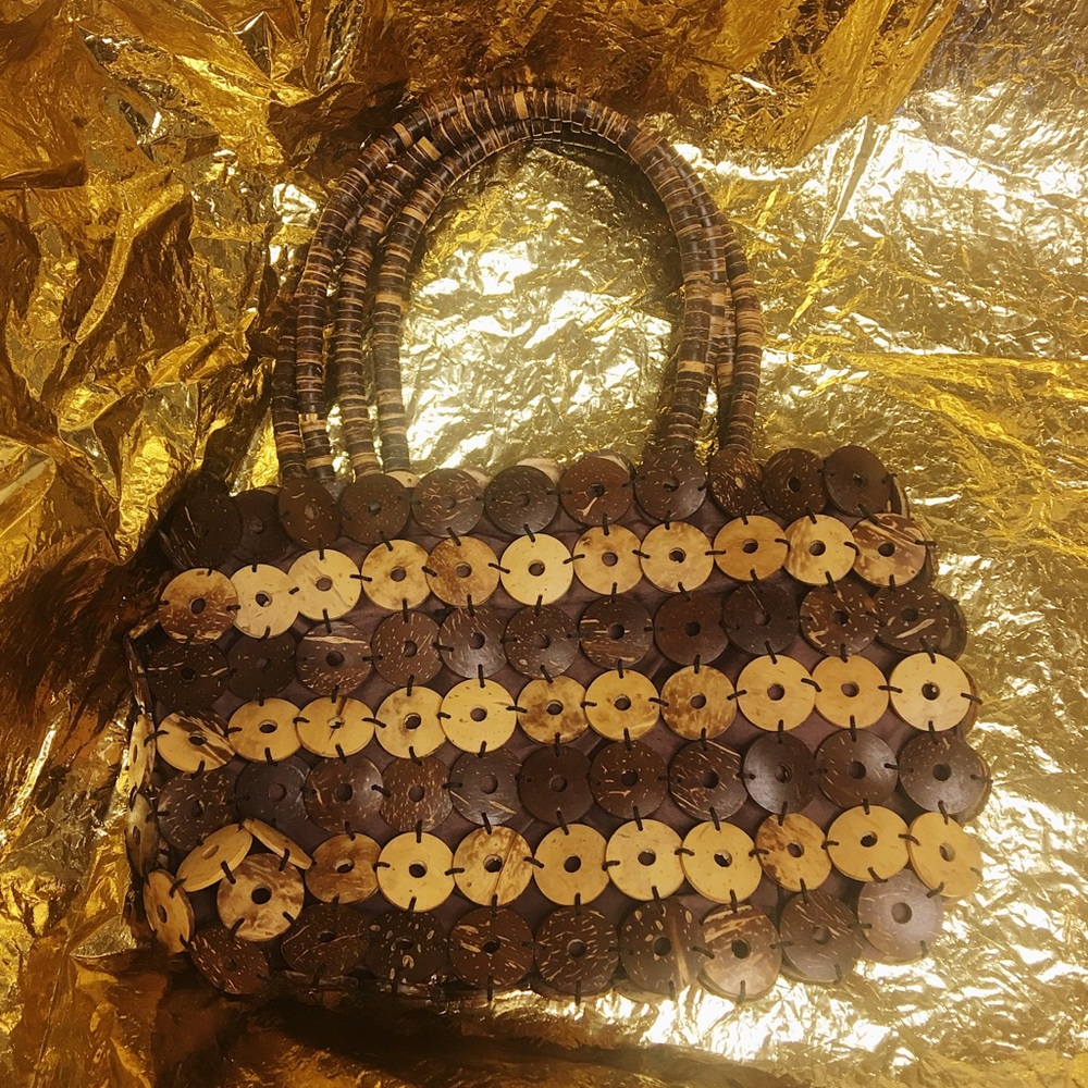 Wooden bead bag